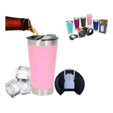 Copo Termico 473 Ml Aço Inox C/ Tampa E Abridor Para Cerveja Cor Rosa Copo Térmico 473ml Com Tampa E Abridor Para Cerveja