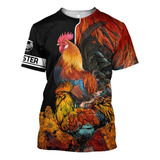 Camiseta De Gallo De Pelea Impresa En 3d Manga Corta