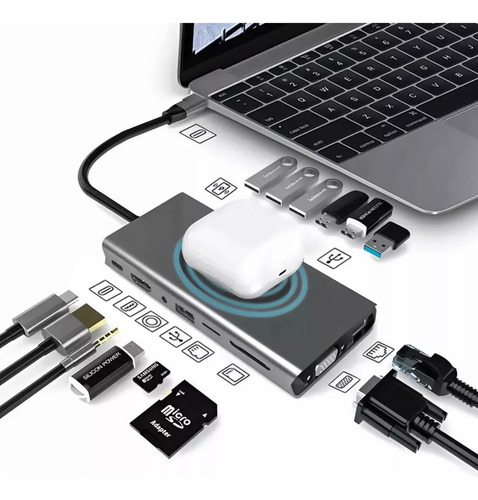 Adaptador Usb C Multipuerto,usb Hub Tipo C 15 En 1,hdmi 4k