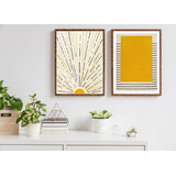 Cuadros Decorativos Minimalistas Amarillo Y Negro Con Vidrio