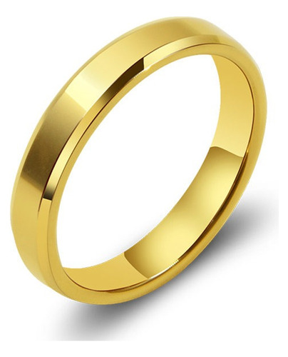 Aliança De Casamento Chanfrada Inox Dourada 4mm