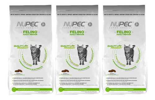 3 Bultos Alimento Nupec Felino Indoor 5kg