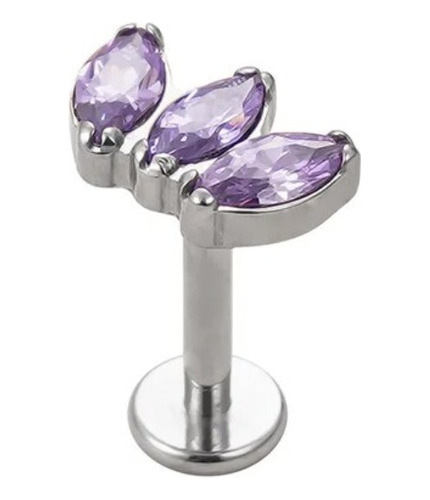  Piercing Labret  Joya Tb0546 1,2x8 Morado Titanium 