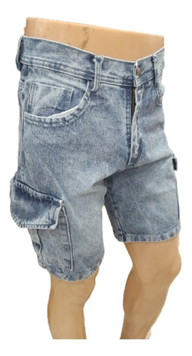 Bermuda Juvenil Mom Cargo Hombre Jeans Rigido 38 Al 48