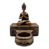 Castiçal Buda Hindu Orando Na Base 13 Cm Chines Tailandes