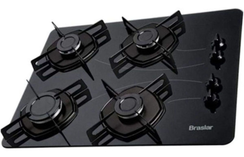 Fogão Cooktop Mesa 4 Bocas 7670w Preto Bivolt Braslar