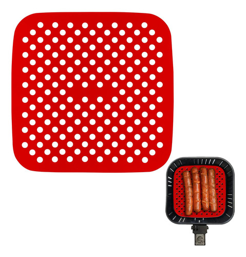 Tapete Protetor Silicone Quadrado Air Fryer Fritadeira 18cm