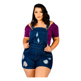 Jardineira Macacão Jeans Plus Size Feminino Alça Regulavel