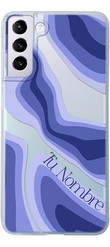 Funda Para Galaxy Para Mujer Curvas Azules Con Tu Nombre