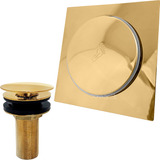 Ralo 15x15 Inox Dourado E Ralo De Pia Banheiro Click 7/8 Kit