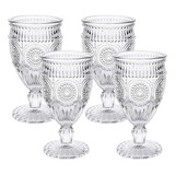 Kingrol 4 Pack Copas De Vino, 10 Oz Vasos De Agua Vintage, R