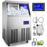 Vevor 110v Máquina Para Hacer Hielo 70kg/24h Panel Lcd Abs Color Plateado