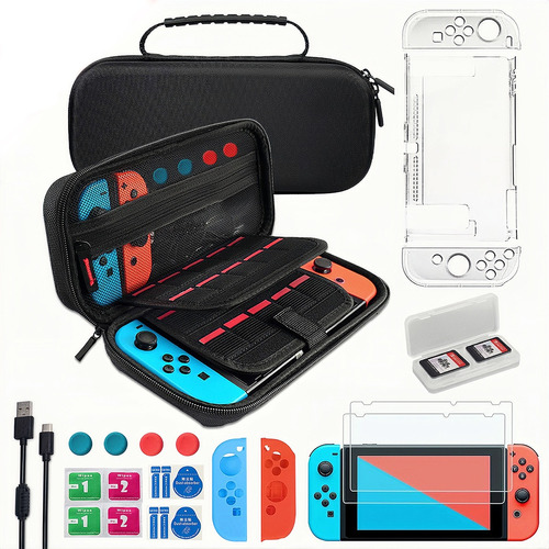 Kit De Estuche Y Accesorios P/nintendo Switch 2017, 22 Pzas