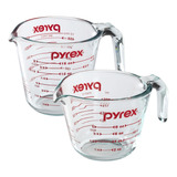 Pyrex Prepware - Juego De Medicin De Vidrio De 2 Piezas, 1 Y