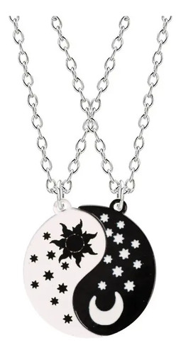 Collar Yin Yang Sol Luna Y Estrellas Pareja Novios 2x1