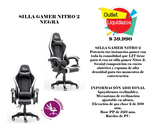 Silla Gamer Nitro 2 Negra