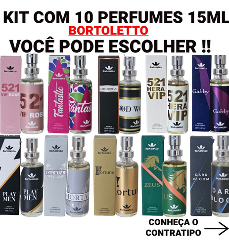 Kit 10 Perfume Bortoletto 15ml Kit 10 Perfumes De Bolso 15ml