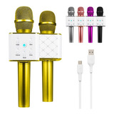 Microfono Karaoke Parlante Bt Recargable Colores Ws-858 Color Dorado