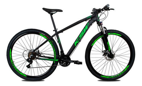 Bicicleta Ksw Aro 29 Modelo Xlt Cambios Shimano 24v C/ Trava Cor Preto/verde Tamanho Do Quadro 17