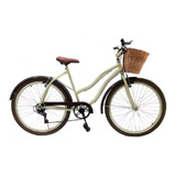 Bicicleta Aro 26 Feminina Retro Lis 18 Marchas  Cesta Vime