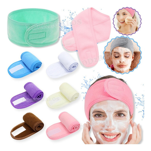 Vincha De Toalla Cosmetologia Maquillaje Spa Colores X2