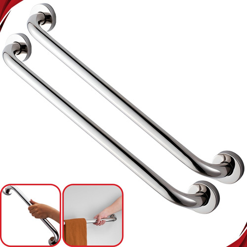 Kit 02 Barras De Apoio 30 Cm Idoso E Deficiente Aço Inox