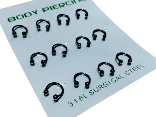 Piercing Ferradura De Silicone Preto 10mm Septo 12 Unidades