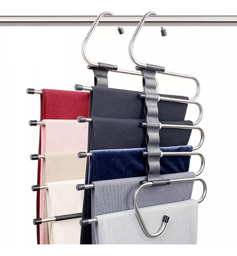 2pcs Gancho Pantalones Organizador Multiple Ahorra Espacio