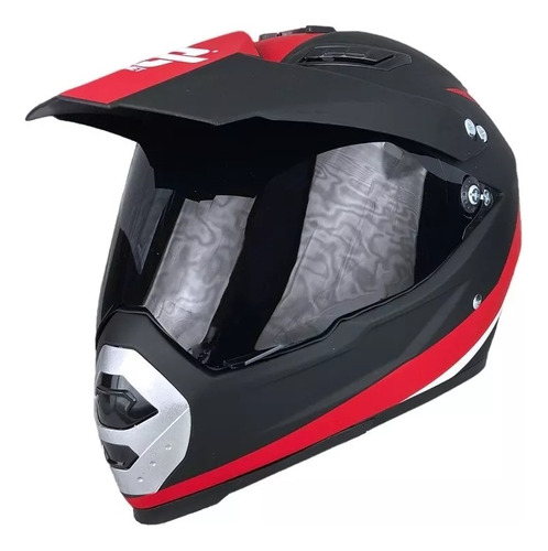 Casco Moto Cross Negro Rojo Alessia Economico