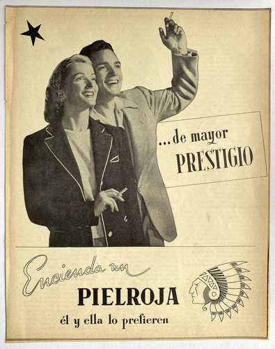 Cigarrillos Pielroja Publicidad De 1950
