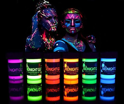 Uv De Neón De La Cara Y El Cuerpo De Pintura Kit Glow (6 Bot