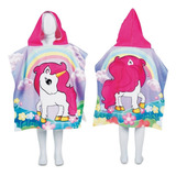 Toalha Poncho De Praia Piscina Infantil Com Capuz Unicórnio