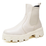 Bota Feminina Tratorado Elastico Off White Original Dubuy