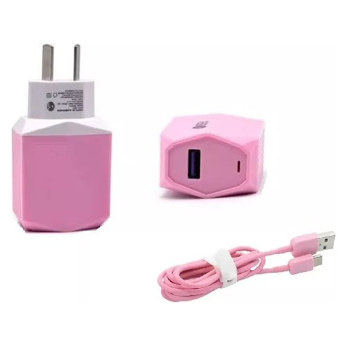 Cargador Led Rápido Rosa + Cable Tipo C Para Xiaomi 10c