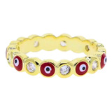 Anillo Acero Quirurgico Ojo Turco Rojo