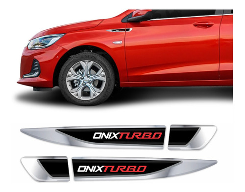 Par Adesivo Aplique Chevrolet Onix Turbo Resinado Res46 Cor Adesivo Onix Turbo