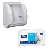 Papel Toalha Interfolhado 200 Folhas Dupla + Dispenser Elite