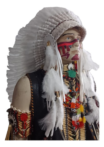 Cocar Indigena Nativo Americano Xamanico Branco
