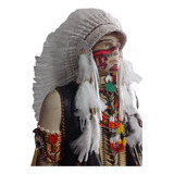 Cocar Indigena Nativo Americano Xamanico Branco