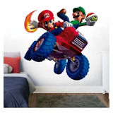 Vinilo Decorativo 3d Mario Bros 5. Calcomanía De Pared Kart.