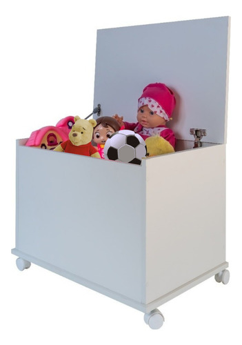 Baú Infantil Organizador Para Brinquedos Rosa 75x45cm Branco