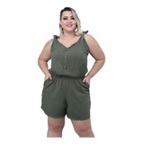 Macacão Plus Size Feminino Macaquinho Verão Leve Blogueira 