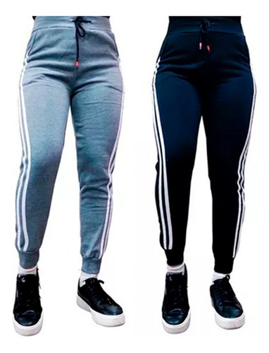 Pack 2 Pantalones Jogger Buzo Mujer Con Polar Otoño Invierno