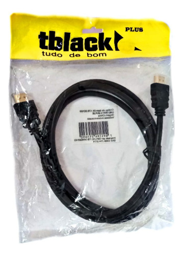 Cabo Hdmi Tblack - Alta Resolução 4k 1,4/2m Plus - Fullhd