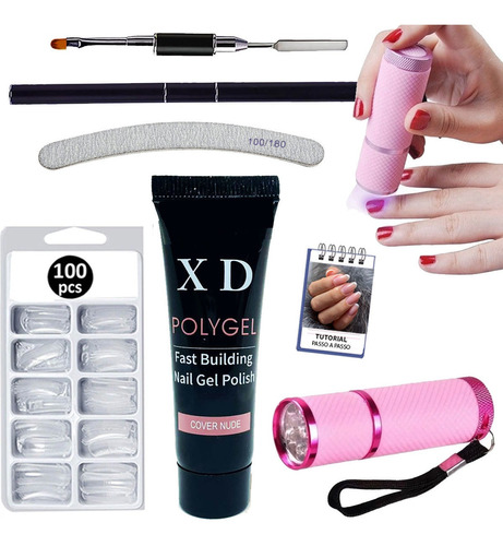 Polygel Poligel Kit Alongamento De Unha Mini Cabine F1 Tip