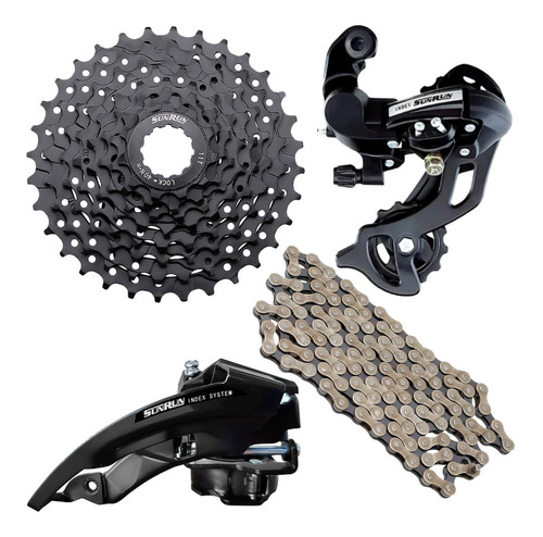 Kit 24v Index Bike Mtb Câmbio 8v Cassete K7 11-32 Corrente