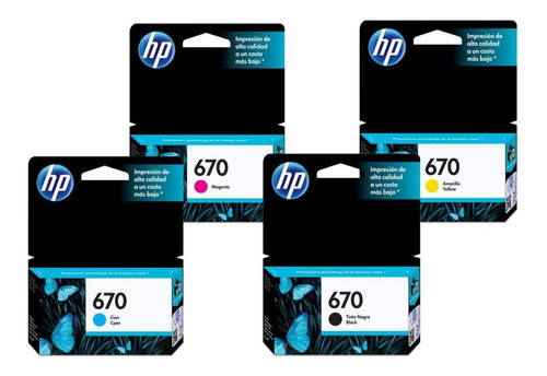 Kit 4 Cartuchos Hp 670 Original Cmyk  | 4615 | 4625 | 5525