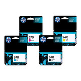 Kit 4 Cartuchos Hp 670 Original Cmyk  | 4615 | 4625 | 5525