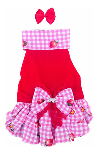 Vestido Roupinha Para Cachorro Pet Xadrez Rosa Barato 