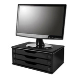 Suporte Para Monitor 3 Gavetas Preto Souza - Ref.3347